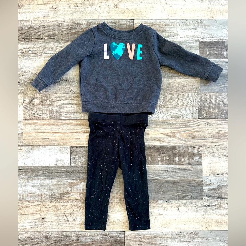 Cat & Jack Girls 18 Mo Sweatshirt Outfit